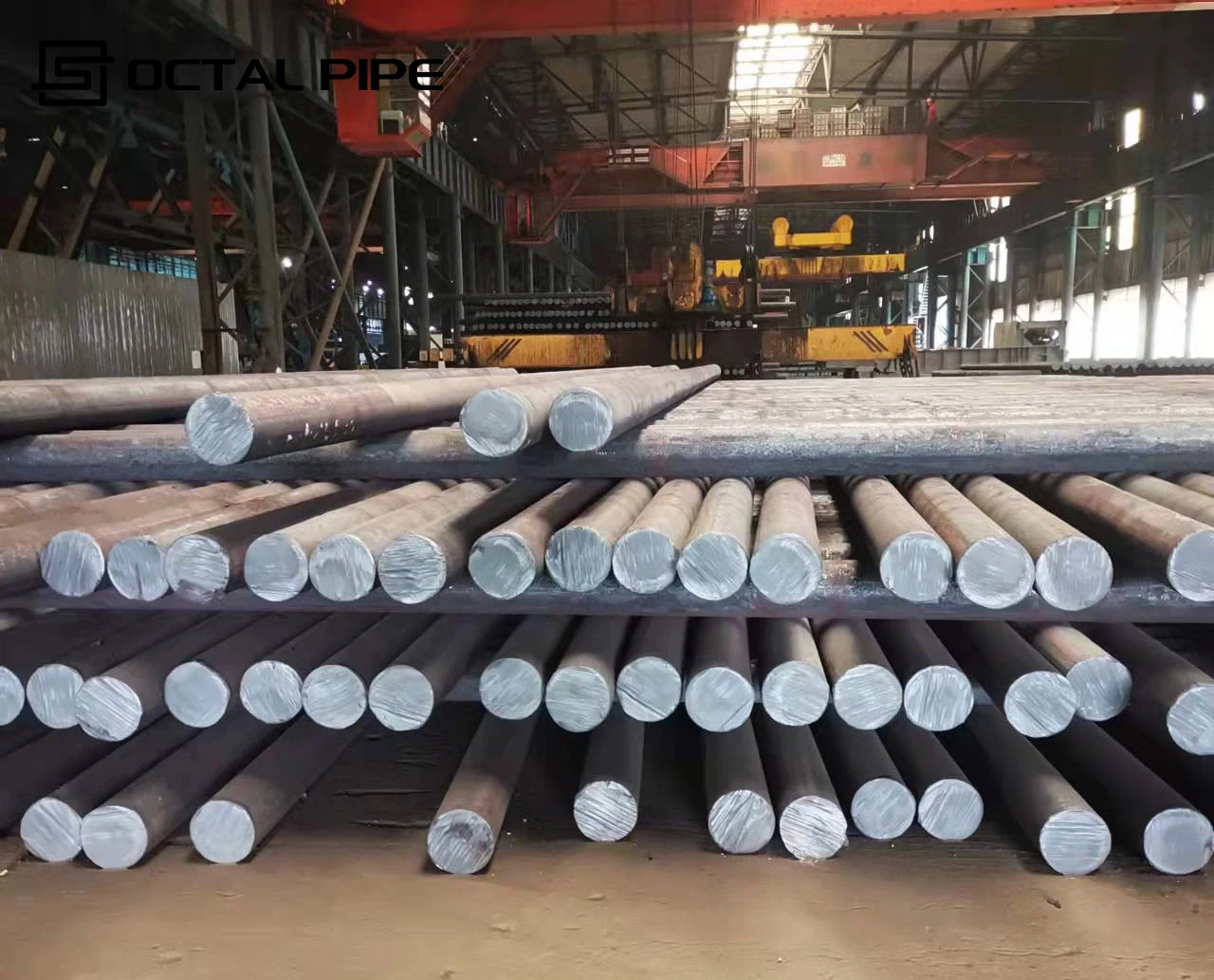 cut-to-length round steel bars neatly stacked for delivery cut-to-length round steel bars neatly stacked for delivery